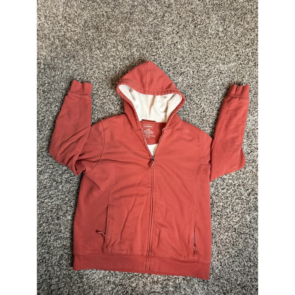 L.L. Bean Womens Zip Up Hooded Jacket Sz Large Terra Cota